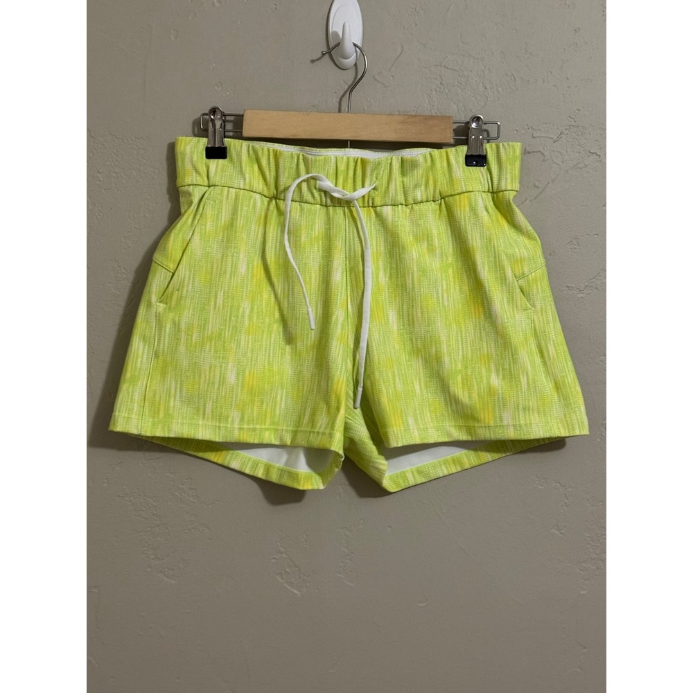 Zyia Active Shorts Size S - Lime Green / Neon Yellow Tie Dye - Drawstring Run